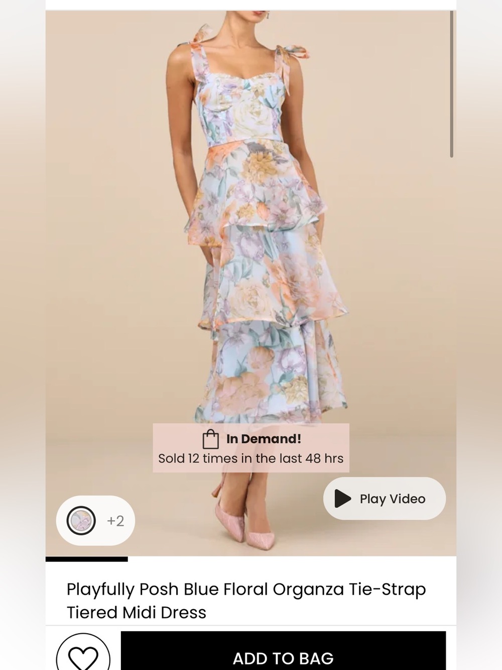 Lulus floral tie strap tiered dress